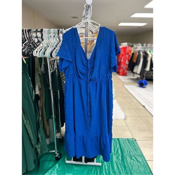 NEW Short Sleeve Sweetheart Neck Ruffle Tiered Midi Dress 3X - Picture 4 of 5